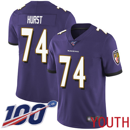 Baltimore Ravens Limited Purple Youth James Hurst Home Jersey NFL Football #74 100th Season Vapor Untouchable